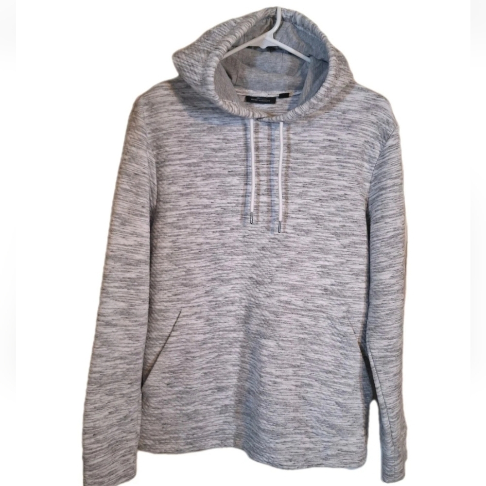 Marc Anthony Slim Fit Quilted Striped Mens Size Small Gray White Hoodie NWOT